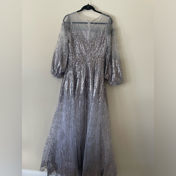 NWT Mac Duggal JEWEL ENCRUSTED ILLUSION LONG SLEEVE A LINE GOWN $798 - Picture 5 of 16